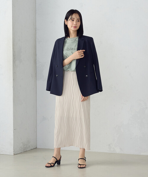 COMME CA ISM スカート ストレッチプリーツ ナロースカート