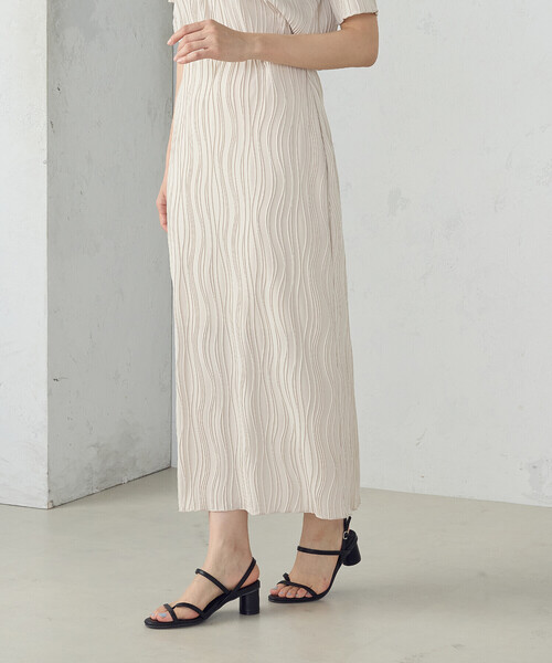 COMME CA ISM スカート ストレッチプリーツ ナロースカート  