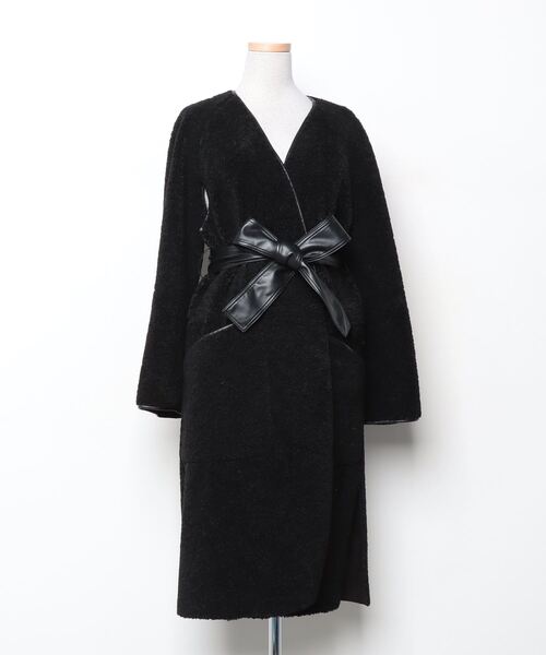 INSCRIRE（アンスクリア） ノーカラーコート 36 ブラック レディース