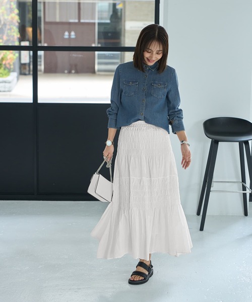 STYLE DELI スカート コットンシャーリングスカート : ZOZOTOWN Yahoo