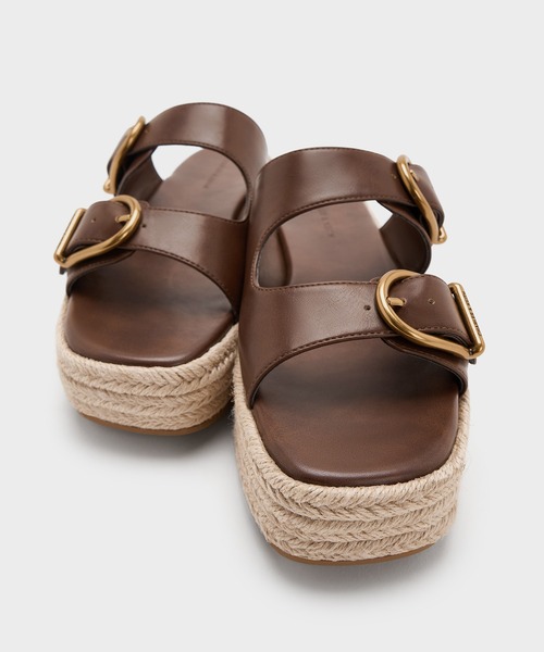 CHARLES & KEITHエスパドリーユ フラットフォームサンダル ブラウン エスパドリーユ フラットフォームサンダル - Brown | CHARLES