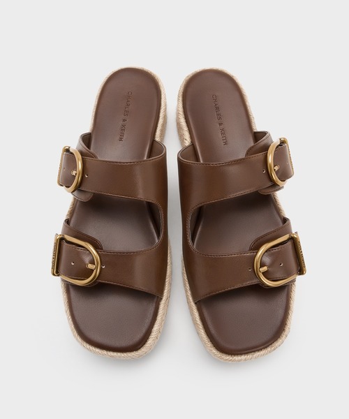 CHARLES & KEITHエスパドリーユ フラットフォームサンダル ブラウン CHARLES ＆ KEITH サンダル エスパドリーユ フラットフォーム