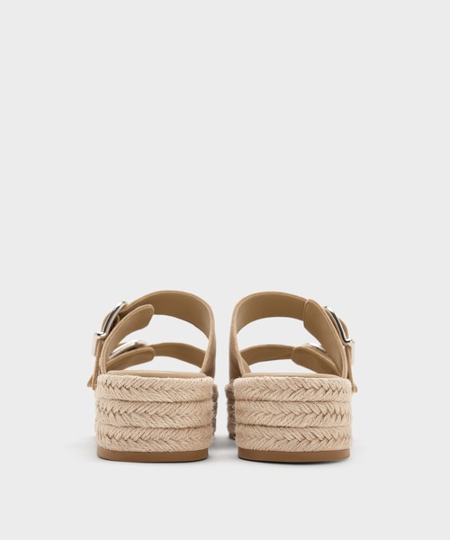 CHARLES & KEITHエスパドリーユ フラットフォームサンダル ブラウン エスパドリーユ フラットフォームサンダル - Brown | CHARLES