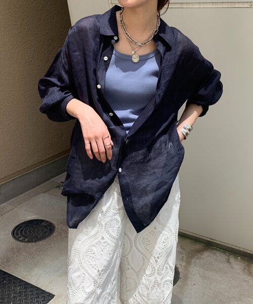 美品♪アダムエロペラミー ビッグシャツリネンシャツゆったり
