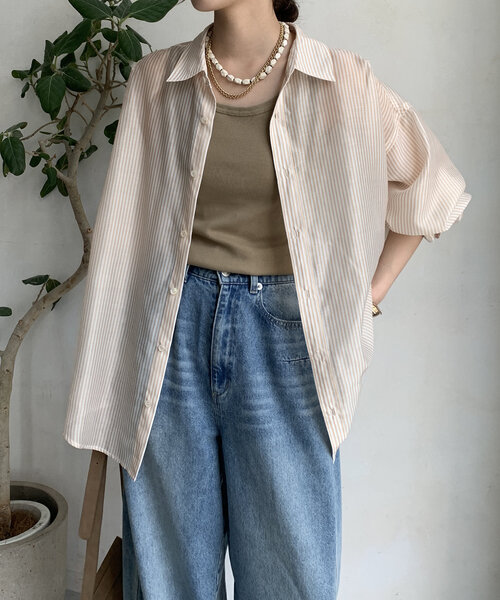 DouDou ブラウス シャツ リネンビッグシャツ レディース
