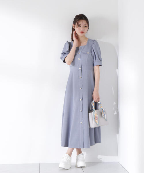 PROPORTION BODY DRESSING ワンピース フロント釦スクエアネック