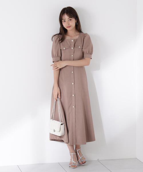 PROPORTION BODY DRESSING ワンピース フロント釦スクエアネック