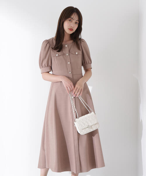 【完売品】【AUBREY】スクエアネック ウエストダーツワンピース AUBREY】スクエアネックウエストダーツワンピース ANDREA&Co.