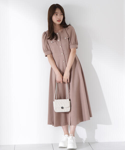 PROPORTION BODY DRESSING ワンピース フロント釦スクエアネック