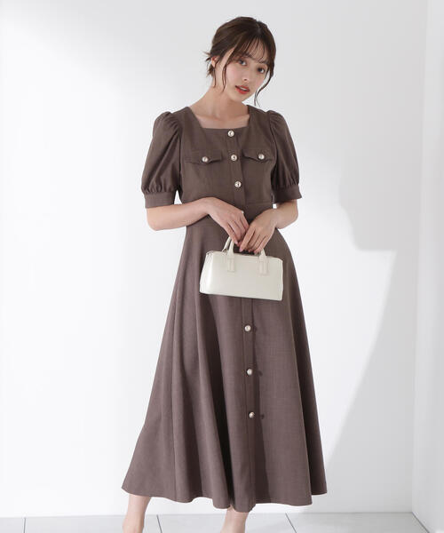 PROPORTION BODY DRESSING ワンピース フロント釦スクエアネック