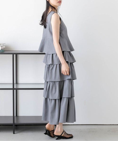 あきなつ セットアップ ペプラム×ラッフルスカートセットアップ