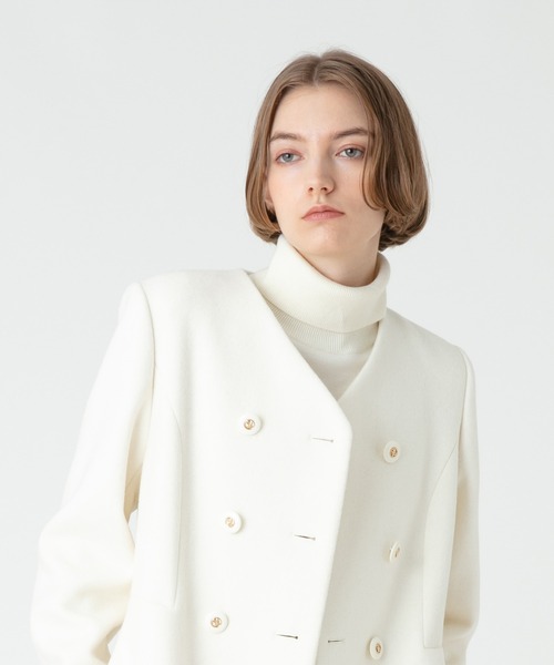 「LOULOU WILLOUGHBY」 ノーカラーコート 2 ホワイト レディース_画像4