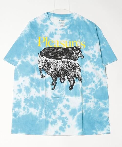 tシャツ PLEASURES/プレジャーズ WET DOGS TEE BLUE DYE タイダイTシャツ カットソー 半袖Tシャツ レディース PLEASURES tシャツ PLEASURES/プレジャーズ WET DOGS TEE BLUE