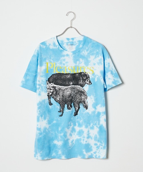 tシャツ PLEASURES/プレジャーズ WET DOGS TEE BLUE DYE タイダイTシャツ カットソー 半袖Tシャツ レディース