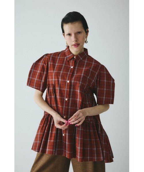 HeRIN.CYE ブラウス シャツ 半袖 Side gather Aline blouse サイド