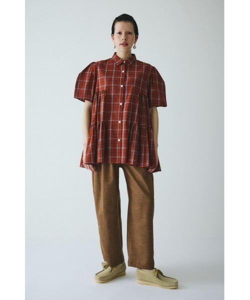 HeRIN.CYE ブラウス シャツ 半袖 Side gather Aline blouse サイド