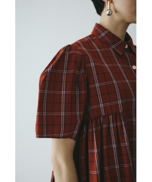 HeRIN.CYE ブラウス シャツ 半袖 Side gather Aline blouse サイド