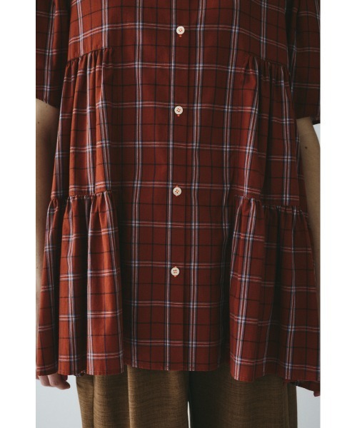 HeRIN.CYE ブラウス シャツ 半袖 Side gather Aline blouse サイド