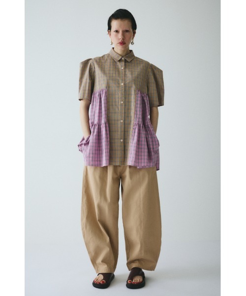 HeRIN.CYE ブラウス シャツ 半袖 Side gather Aline blouse サイド