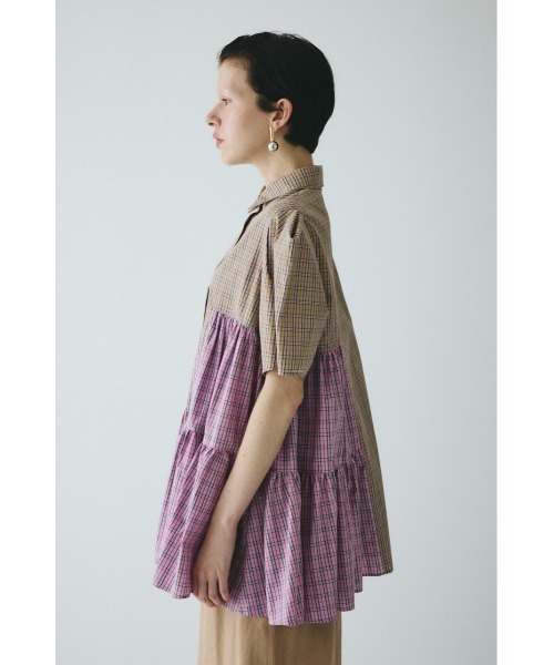 HeRIN.CYE ブラウス シャツ 半袖 Side gather Aline blouse サイド