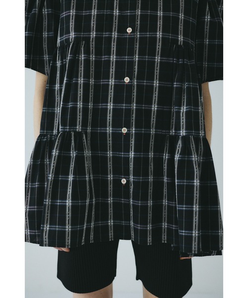 HeRIN.CYE ブラウス シャツ 半袖 Side gather Aline blouse サイド