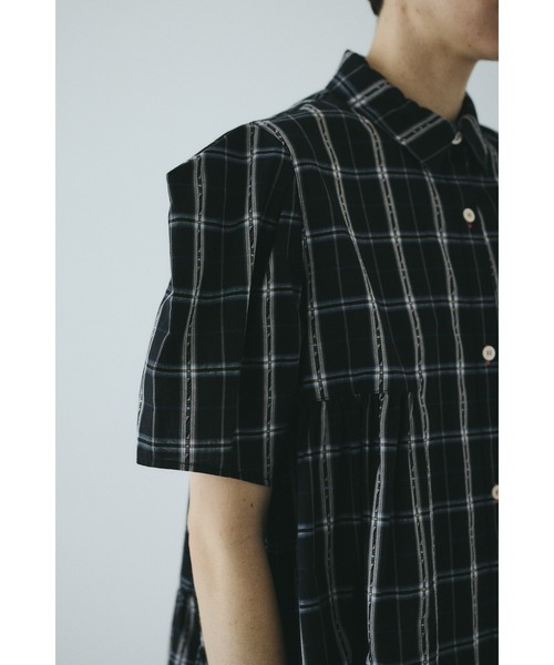 HeRIN.CYE ブラウス シャツ 半袖 Side gather Aline blouse サイド