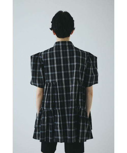 HeRIN.CYE ブラウス シャツ 半袖 Side gather Aline blouse サイド