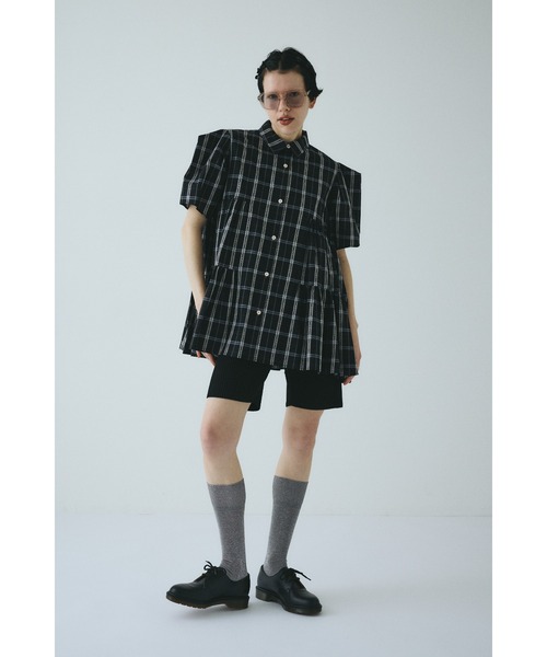 HeRIN.CYE ブラウス シャツ 半袖 Side gather Aline blouse サイド