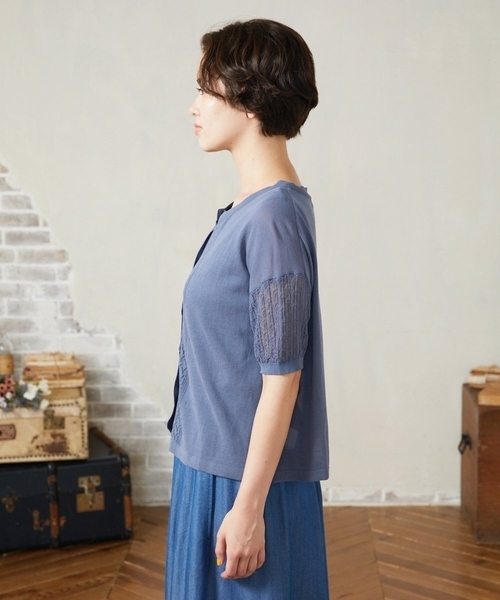 Jocomomola（ホコモモラ） カーディガン 「接触冷感」シアークルー