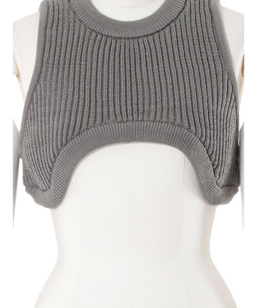 UN3D. カーブラインリブショートベスト アンスリード グレー UN3D.（アンスリード） ベスト ジレ CURVE LINE RIB SHORT VEST