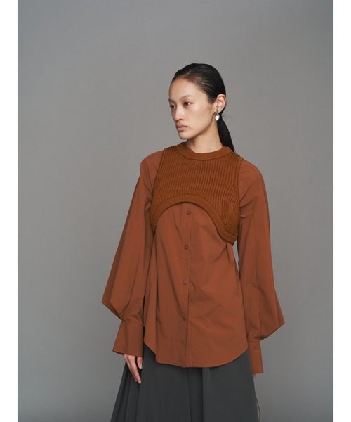 UN3D.（アンスリード） ベスト ジレ CURVE LINE RIB SHORT VEST