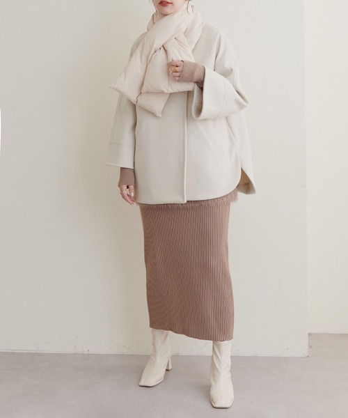 「natural couture」 ノーカラージャケット FREE オフホワイト レディース_画像3