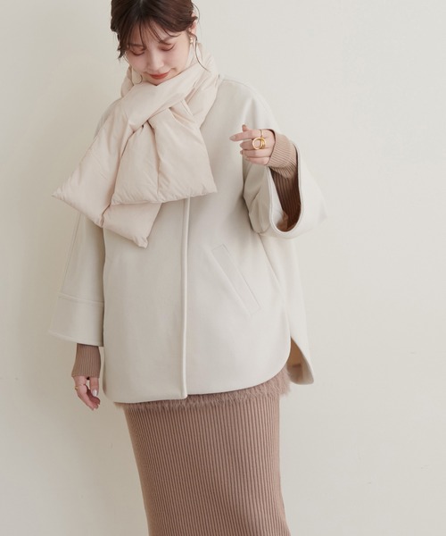 「natural couture」 ノーカラージャケット FREE オフホワイト レディース_画像4