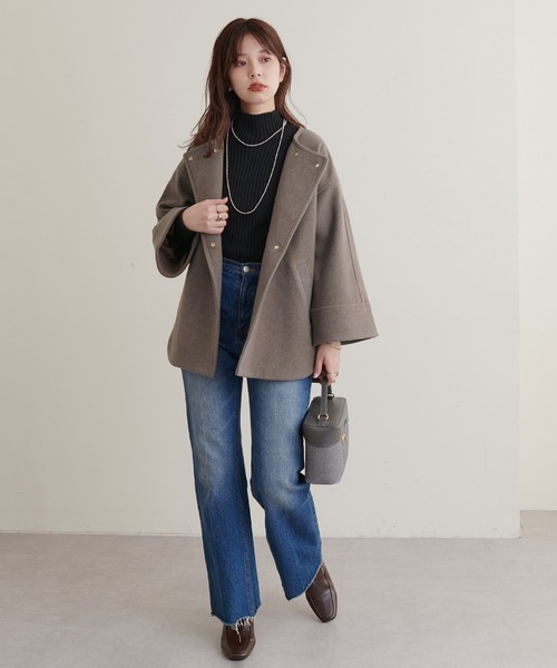 「natural couture」 ノーカラージャケット FREE オフホワイト レディース_画像5