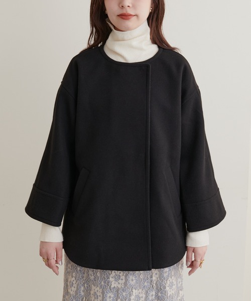 「natural couture」 ノーカラージャケット FREE オフホワイト レディース_画像9