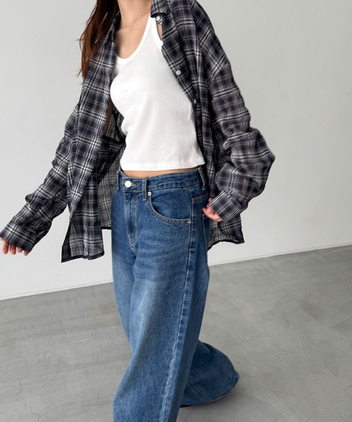 ブラウス シャツ El mar　コットンシアーチェックシャツ レディース CANAL JEAN ブラウス シャツ El mar コットンシアーチェック