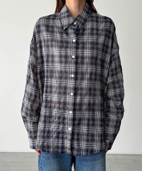 ブラウス シャツ El mar　コットンシアーチェックシャツ レディース CANAL JEAN ブラウス シャツ El mar コットンシアーチェック