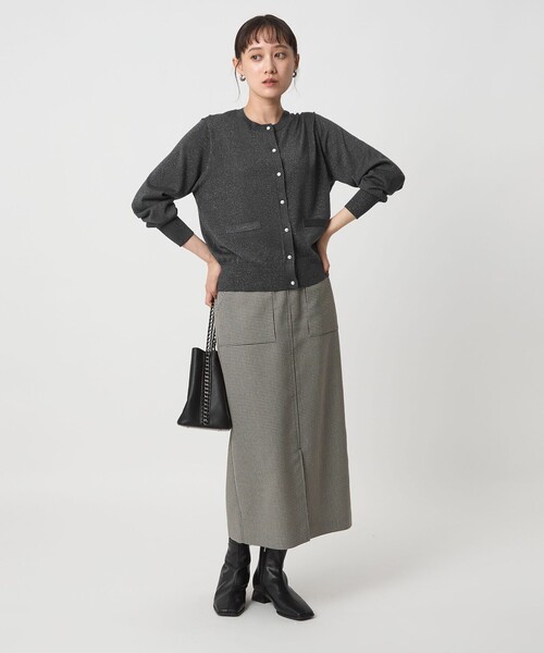 【試着のみ】ペルークルーネックカーディガン グレー 試着のみ】ペルークルーネックカーディガン グレー