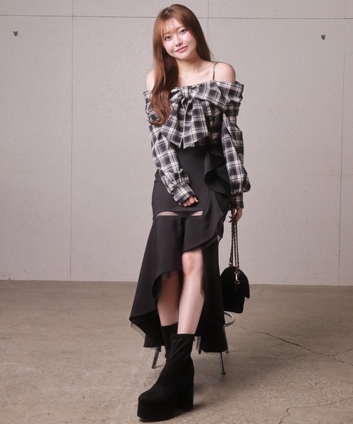 LIP SERVICE（リップサービス） ブラウス シャツ オフショルリボン