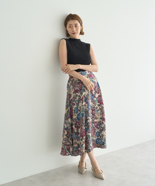 HeartE ゴブランフレアスカート YECCA VECCA スカート ゴブラン柄フレアスカート : ZOZOTOWN
