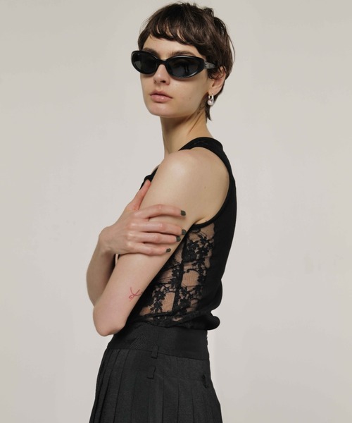 JOSE MOON tシャツ LACE SEAM CUT TOPS/レースシームカット