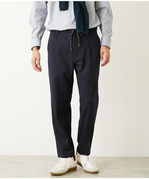【チャコールグレー】ラナテックヘリンボーン | クリースステッチテーパードパンツ MEN'S MELROSE パンツ ラナテックヘリンボーン | クリースステッチ