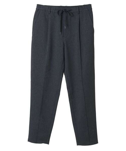【ネイビー】ラナテックヘリンボーン | クリースステッチテーパードパンツ MEN'S MELROSE パンツ ラナテックヘリンボーン | クリースステッチ