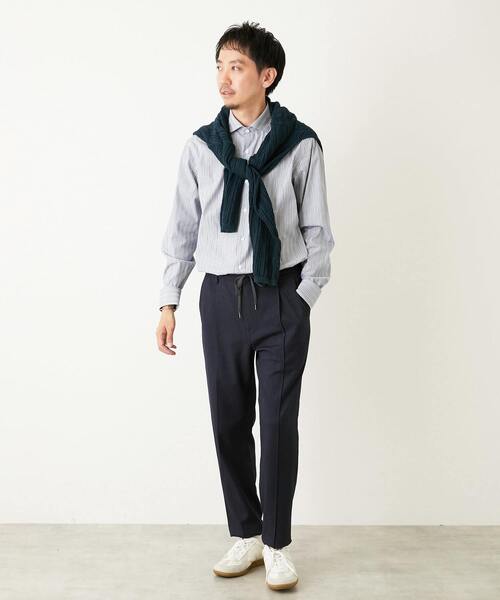 【チャコールグレー】ラナテックヘリンボーン | クリースステッチテーパードパンツ MEN'S MELROSE パンツ ラナテックヘリンボーン | クリースステッチ