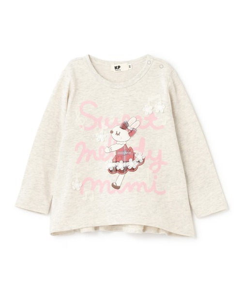 KP tシャツ mimiちゃん チェックアップリケ 長袖Tシャツ キッズ 子供服