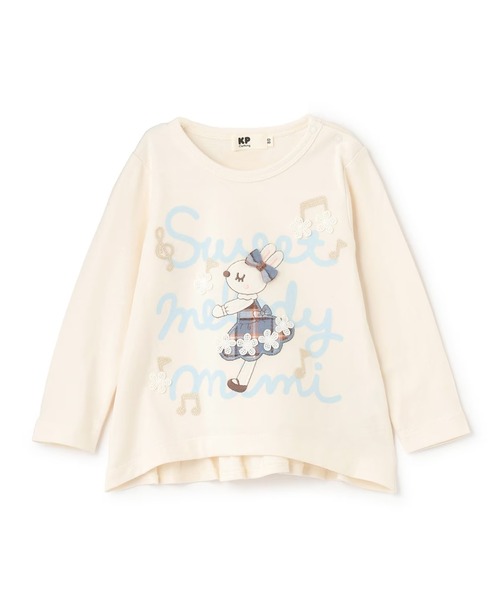 KP tシャツ mimiちゃん チェックアップリケ 長袖Tシャツ キッズ 子供服