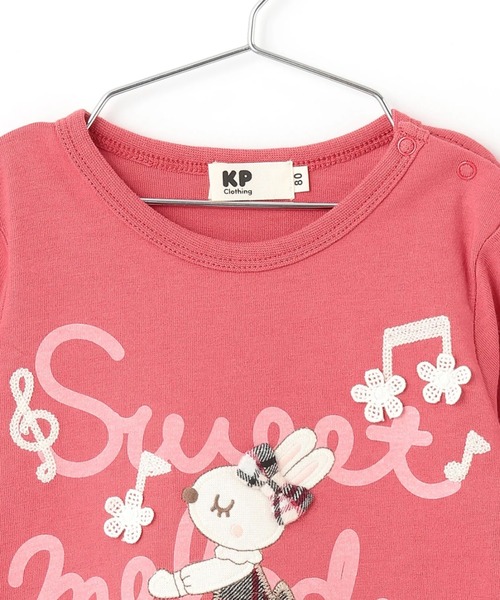 KP tシャツ mimiちゃん チェックアップリケ 長袖Tシャツ キッズ 子供服