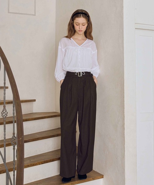 パンツ sooyun ストレッチファインタックパンツ - SOÉJU online store｜上質な大人の