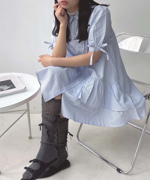 「AS KNOW AS plus」 半袖シャツ FREE サックスブルー レディース_画像2