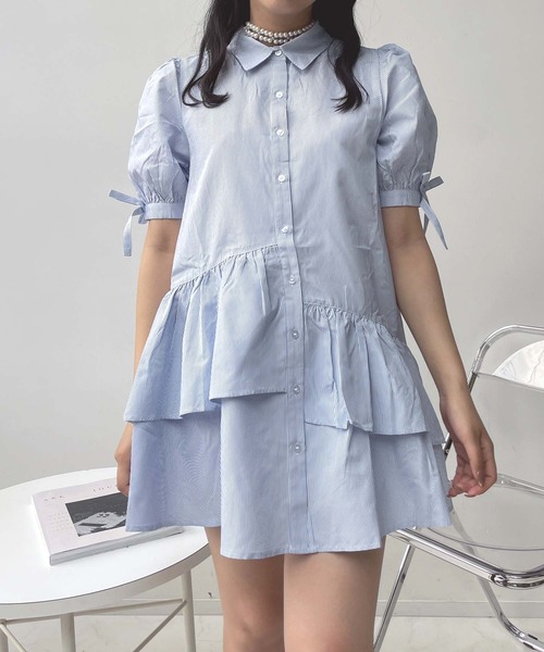 「AS KNOW AS plus」 半袖シャツ FREE サックスブルー レディース_画像4